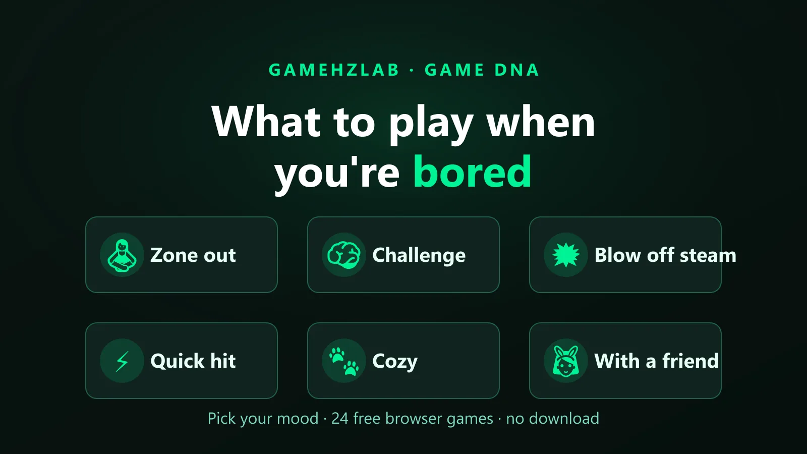 What to Play When You're Bored: 24 Free Browser Games Matched to Your Mood (No Download)